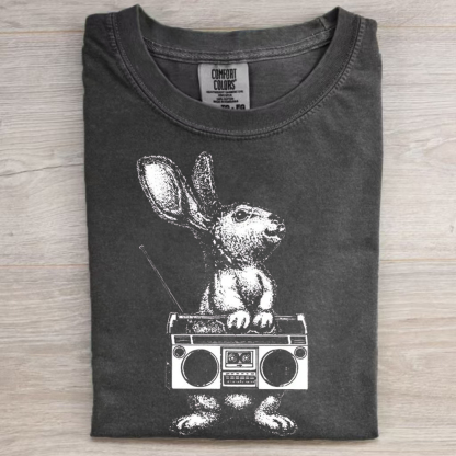 Rabbit With Vintage Boom Box Radio T-shirt-Magmoo