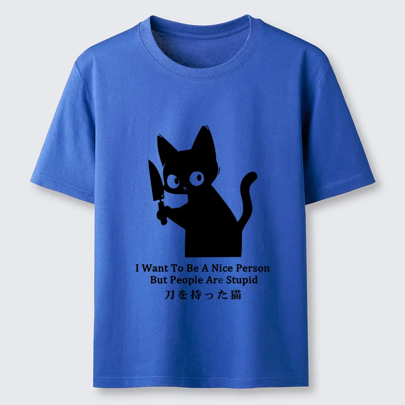 Magmoo Black Cat With A Knife Japan Classic T-Shirt