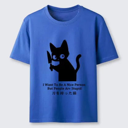 Magmoo Black Cat With A Knife Japan Classic T-Shirt