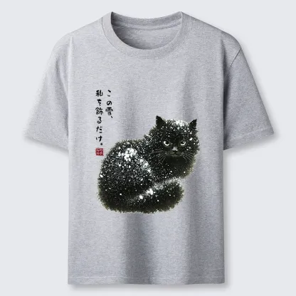 Magmoo Black Cat Adorned By Snow Classic T-Shirt