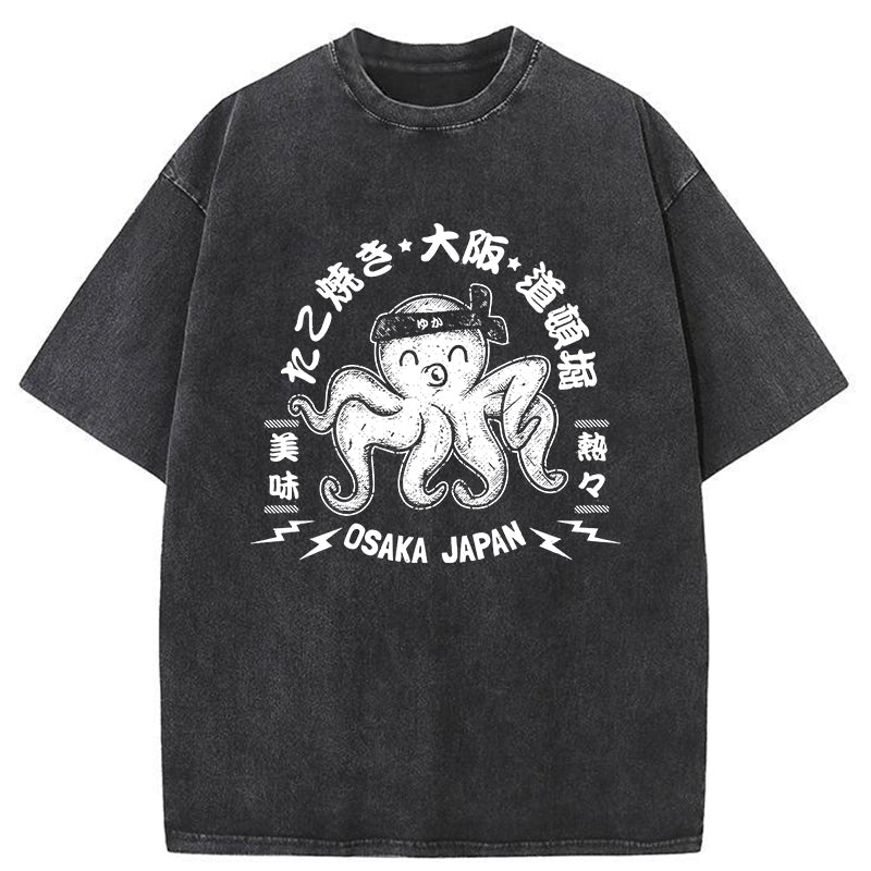 Magmoo Takoyaki Japanese Osaka Tako Octopus Washed T-Shirt