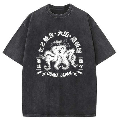 Magmoo Takoyaki Japanese Osaka Tako Octopus Washed T-Shirt