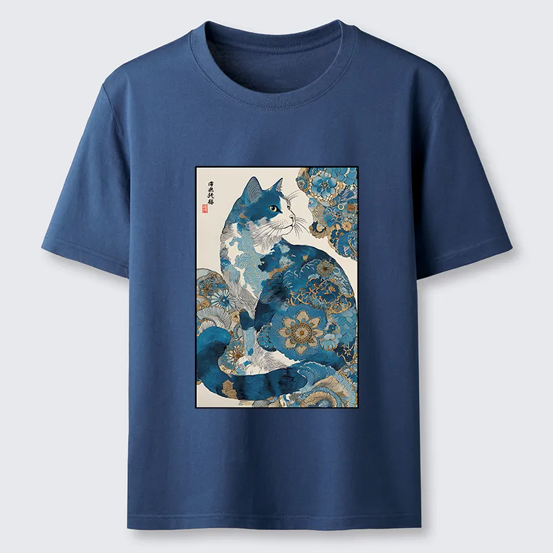 Magmoo Japanese Ukiyo-e Flowers Cat Classic T-Shirt