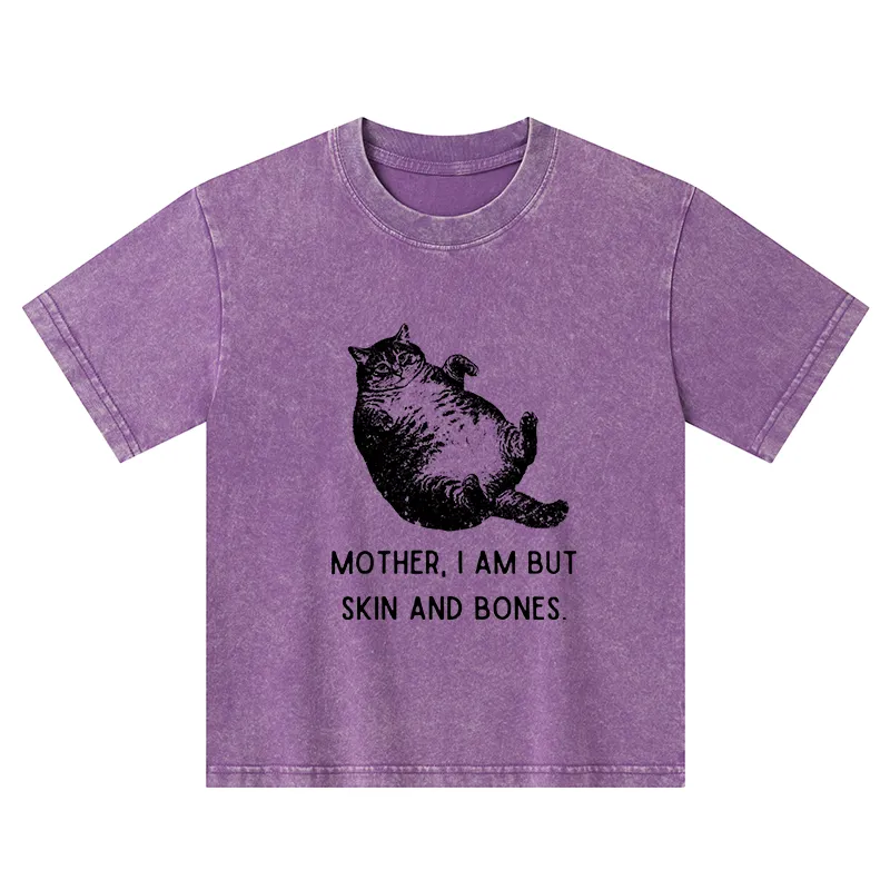 Magmoo Overweight Cat And Its Doting Owner Kids Washed T-Shirt