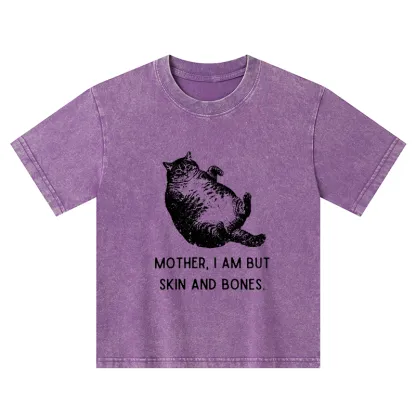 Magmoo Overweight Cat And Its Doting Owner Kids Washed T-Shirt