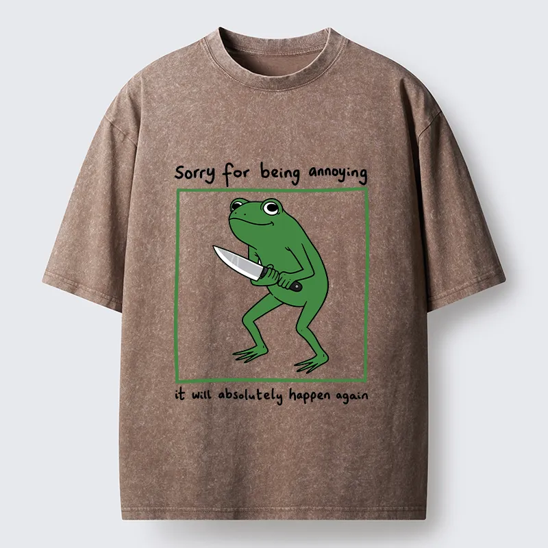 Magmoo Frog Holding A Knife Japan Washed T-Shirt