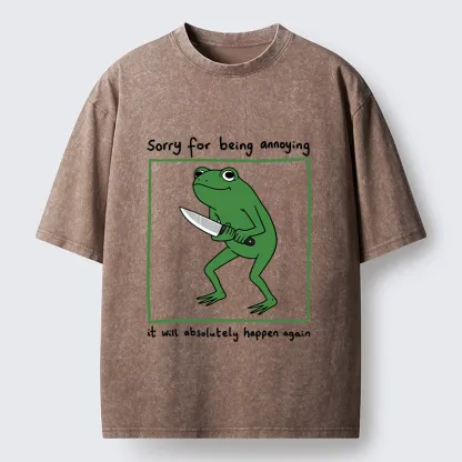 Magmoo Frog Holding A Knife Japan Washed T-Shirt