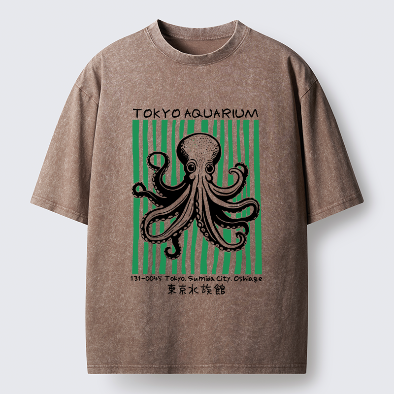 Magmoo Cute Tokyo Octopus Washed T-Shirt