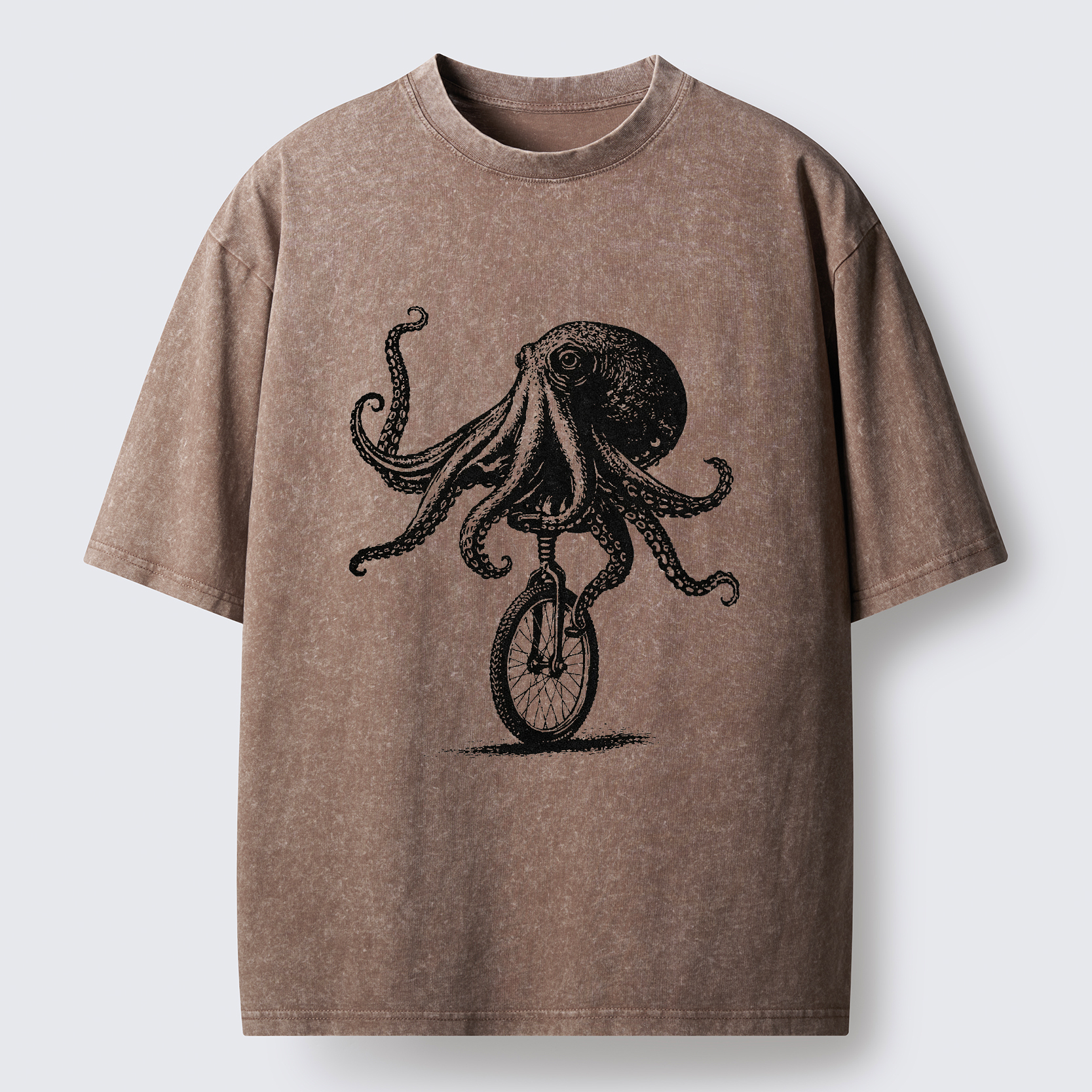 Magmoo Octopus On A Unicycle Washed T-Shirt