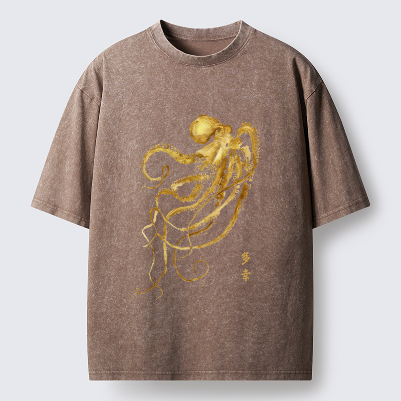 Magmoo Japan Octopus Ink Painting Washed T-Shirt