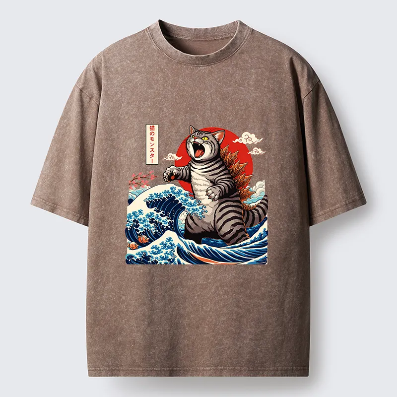 Magmoo Catzilla Roar Washed T-Shirt-Magmoo
