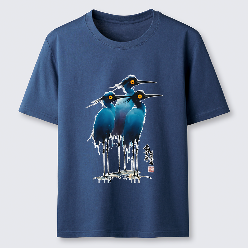 Magmoo Great Blue Heron Ink Painting Classic T-Shirt-Magmoo