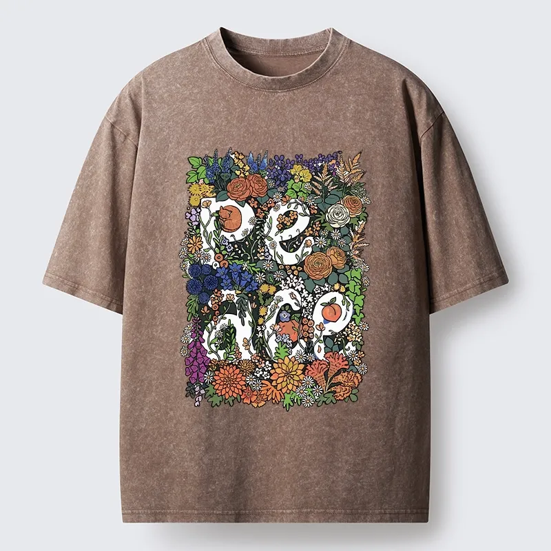 Magmoo Peace In Flowers Washed T-Shirt-Magmoo