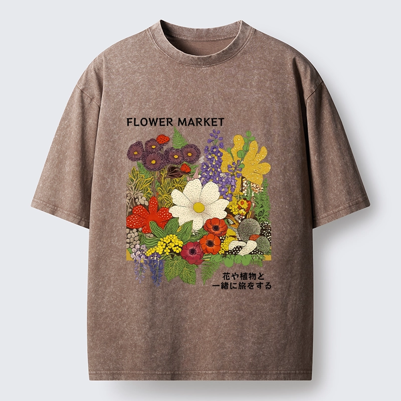 Magmoo Vintage Flower Market Blooms Washed T-Shirt-Magmoo