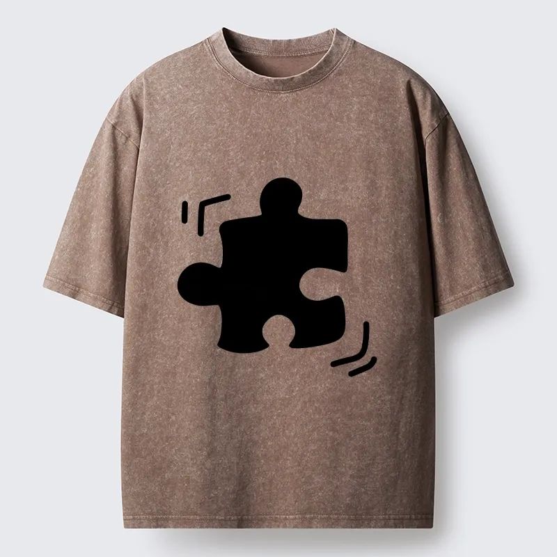 Magmoo Black Puzzle Piece Washed T-Shirt-Magmoo