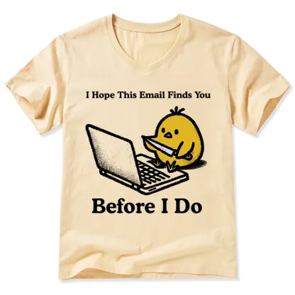 Magmoo Chicken Knife Email Meme V-Neck Classic T-Shirt-Magmoo