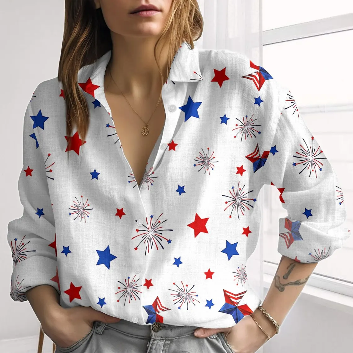 Firework USA Linen-Look Shirt