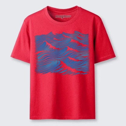 Magmoo Blue Woodcut Waves T-shirt
