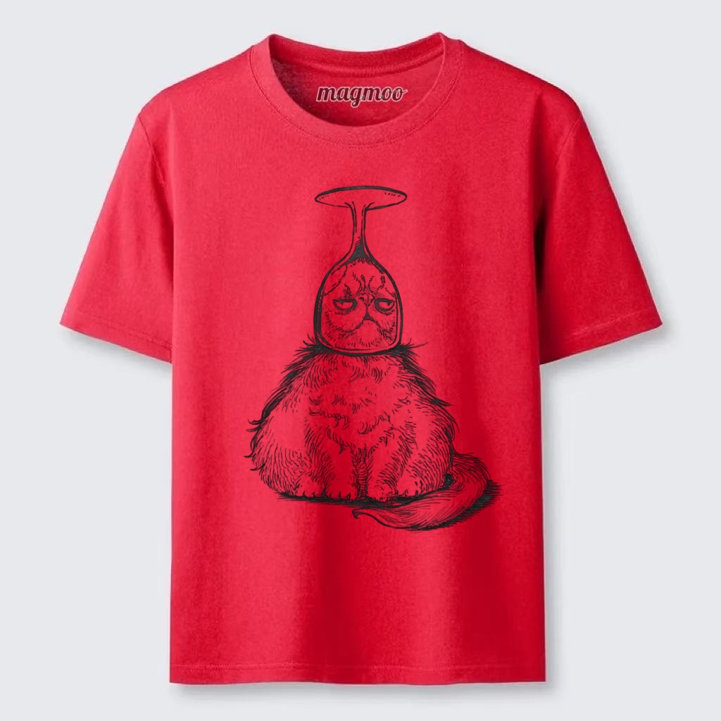 Magmoo Cat In A Wine Glass T-shirt