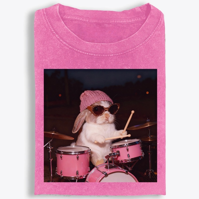 Bunny Rockin' Bunny Retro Washed T-Shirt