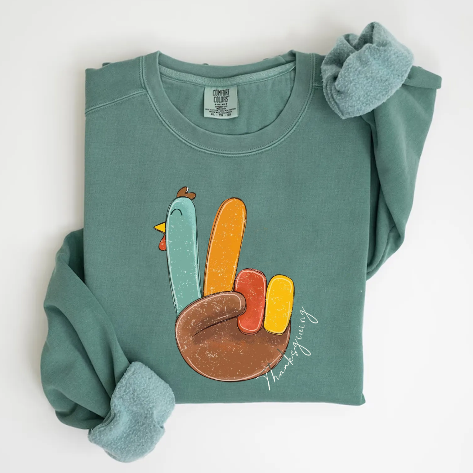 Peace Turkey Thanksgiving Sweatshirt-Magmoo