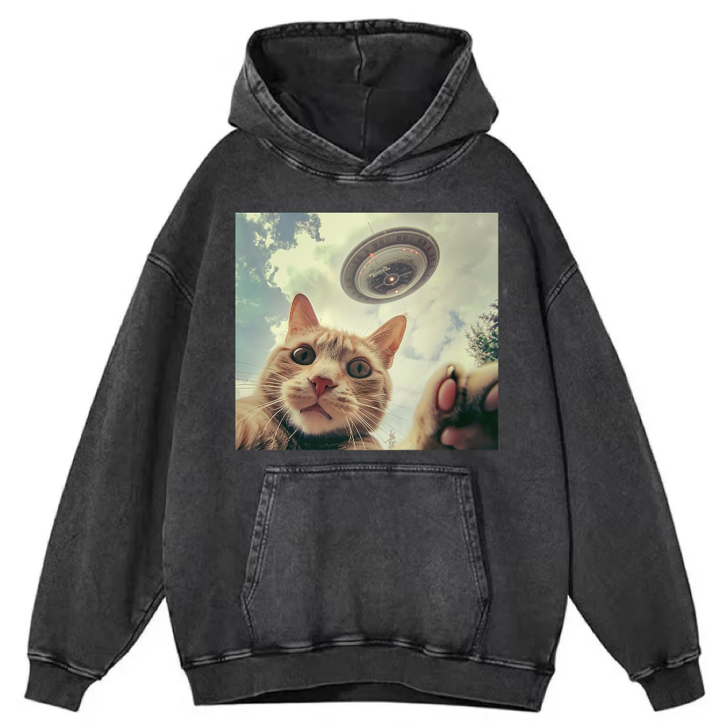 Funny Animal Selfie With UFO Art Acid Wash Shirt/Sweatshirt/Hoodie