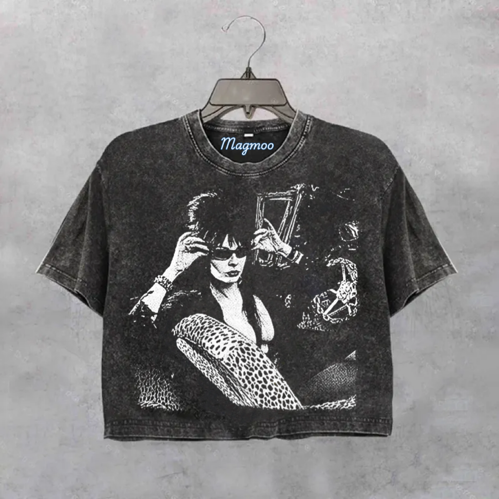 Horror 80s Dark Mistress Halloween Crop Shirt