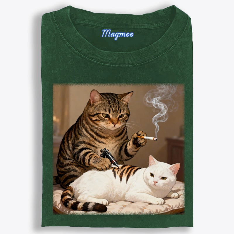 Cat Tattoo Artist Retro Washed T-Shirt