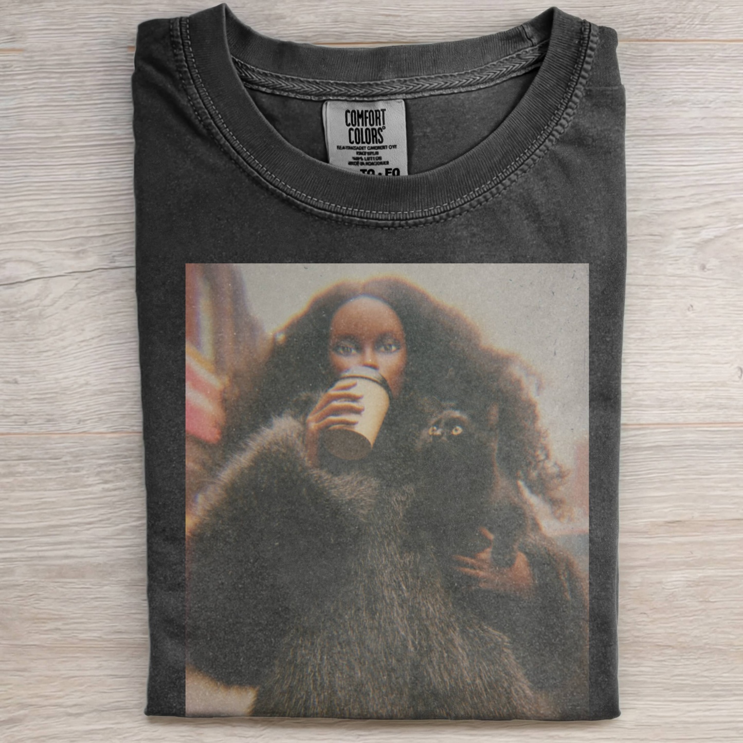BLACK BARBIECORE AND BLACK CAT TEE-Magmoo