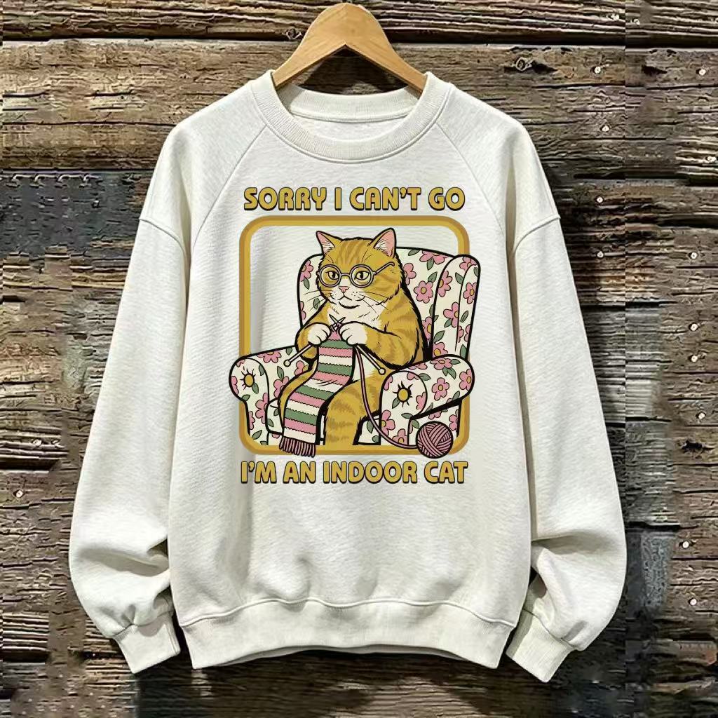 Indoor Knitting Cat Sweatshirt