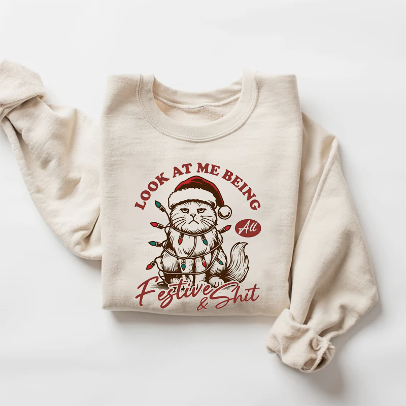 Look at me being all Festive Grumpy Cat T-shirt/Sweatshirt-Magmoo