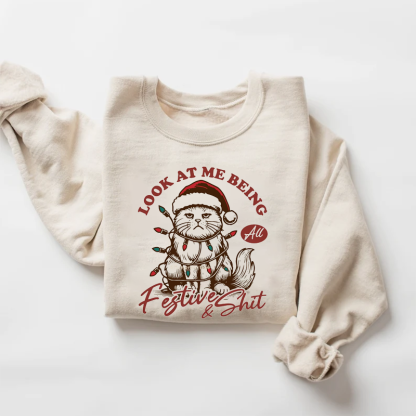 Look at me being all Festive Grumpy Cat T-shirt/Sweatshirt-Magmoo