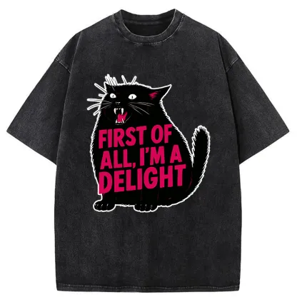 Magmoo Roaring Black Cat Washed T-Shirt-Magmoo