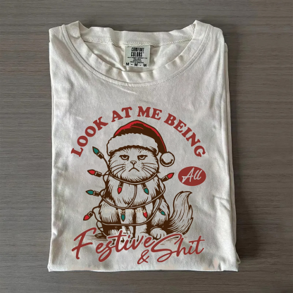 Look at me being all Festive Grumpy Cat T-shirt/Sweatshirt-Magmoo