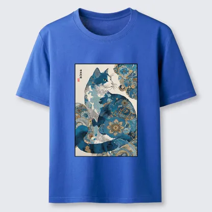 Magmoo Japanese Ukiyo-e Flowers Cat Classic T-Shirt