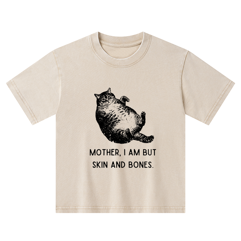 Magmoo Overweight Cat And Its Doting Owner Kids Washed T-Shirt