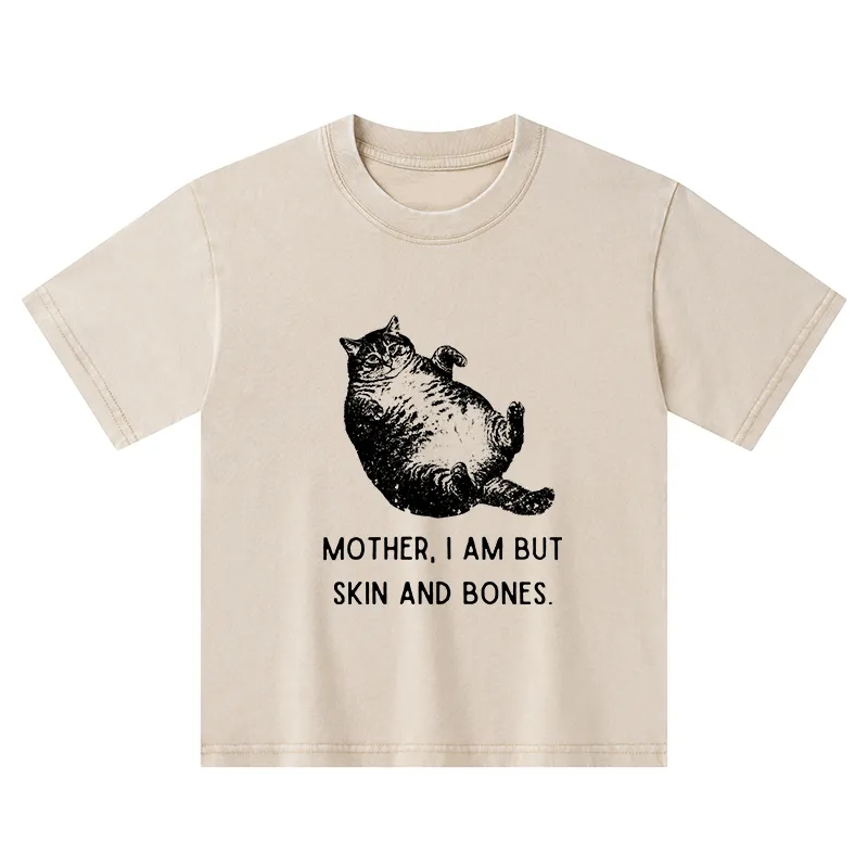 Magmoo Overweight Cat And Its Doting Owner Kids Washed T-Shirt