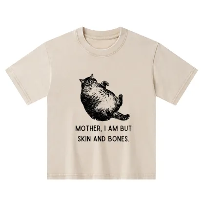 Magmoo Overweight Cat And Its Doting Owner Kids Washed T-Shirt