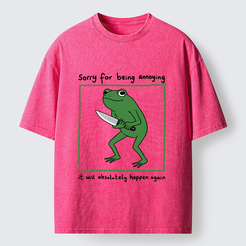 Magmoo Frog Holding A Knife Japan Washed T-Shirt