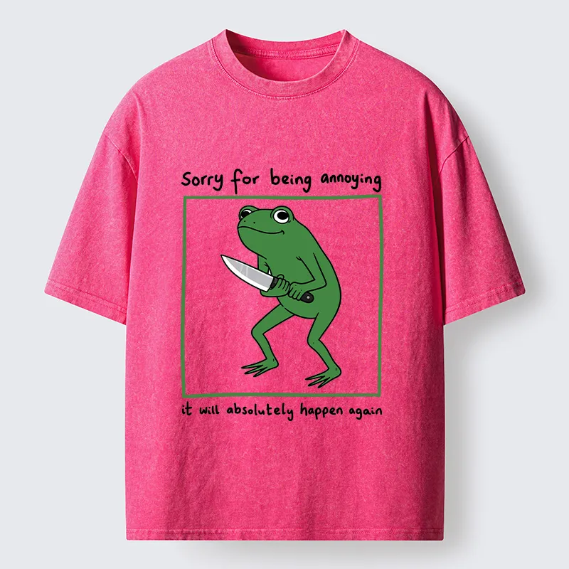 Magmoo Frog Holding A Knife Japan Washed T-Shirt