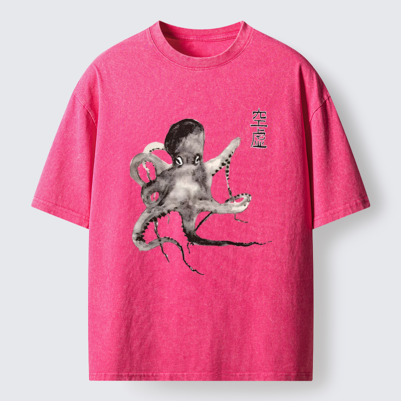 Magmoo Octopus Ink Painting Washed T-Shirt