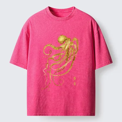 Magmoo Japan Octopus Ink Painting Washed T-Shirt