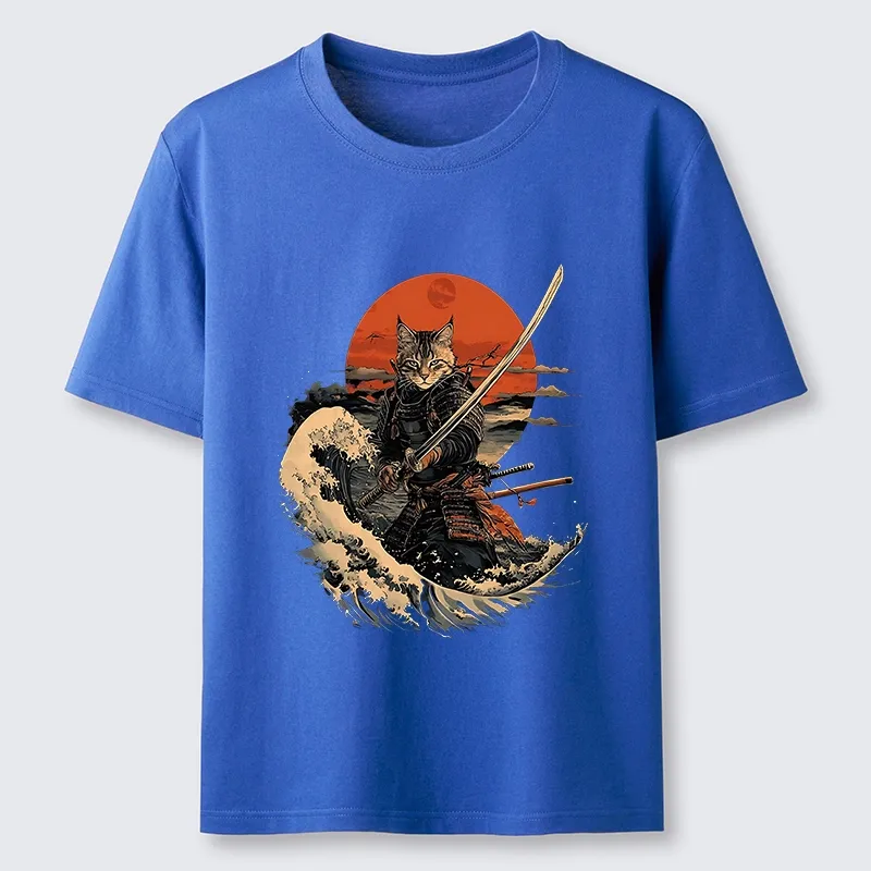 Magmoo Handsome Cat Samurai Japanese Classic T-Shirt-Magmoo