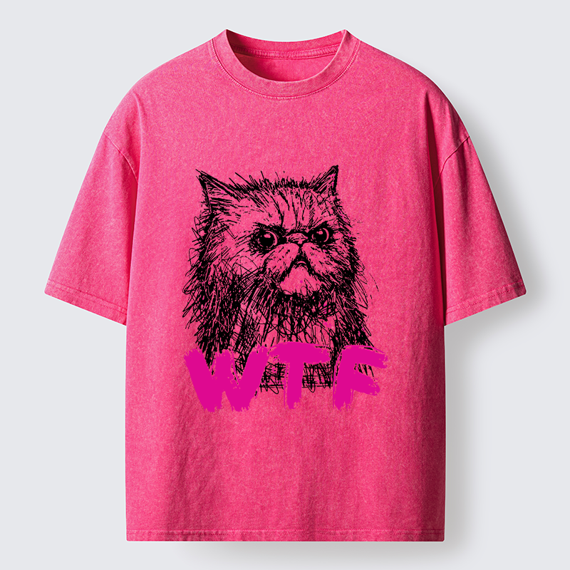 Magmoo Angry And Sloppy Cat Washed T-Shirt-Magmoo