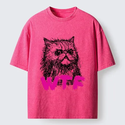 Magmoo Angry And Sloppy Cat Washed T-Shirt-Magmoo