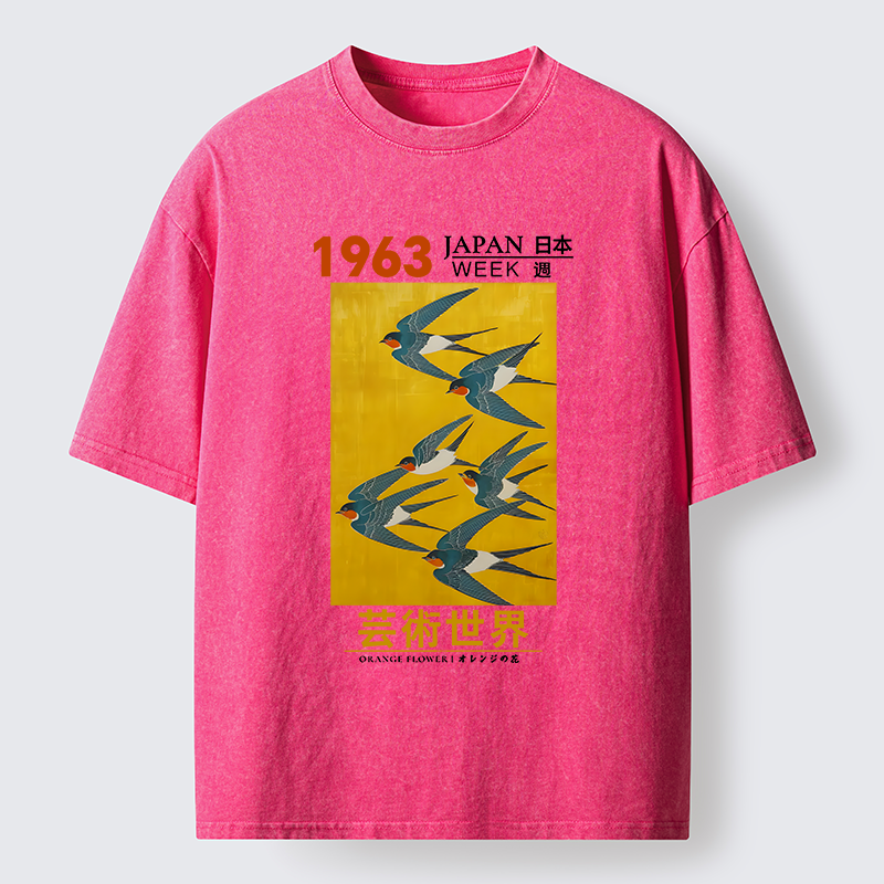 Magmoo Swallow Poster Washed T-Shirt-Magmoo