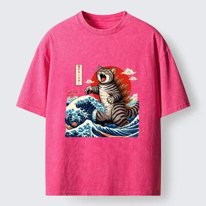 Magmoo Catzilla Roar Washed T-Shirt-Magmoo