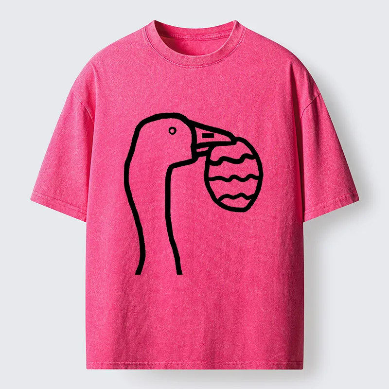 Magmoo Goose Carrying An Egg Washed T-Shirt-Magmoo