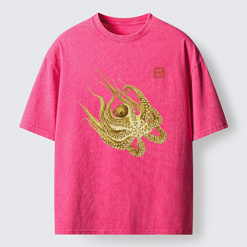 Magmoo Golden Octopus Washed T-Shirt-Magmoo