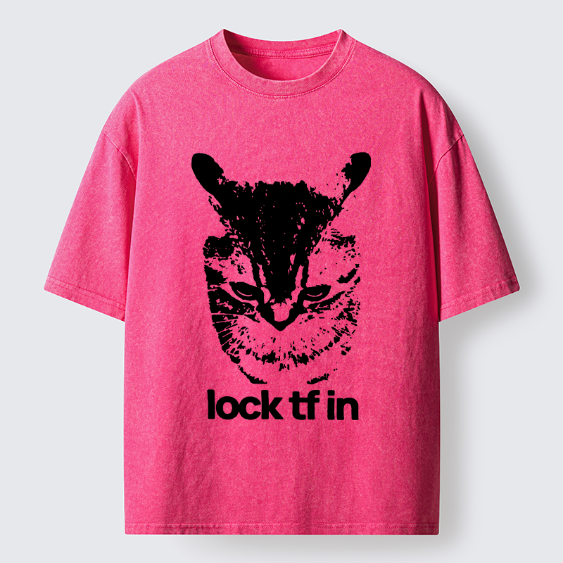 Magmoo Serious Cat Meme Washed T-Shirt-Magmoo